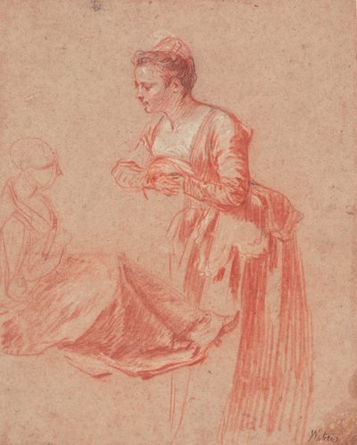 Two Figure Studies of a Young Woman, 1715-1717 by Jean Antoine Watteau